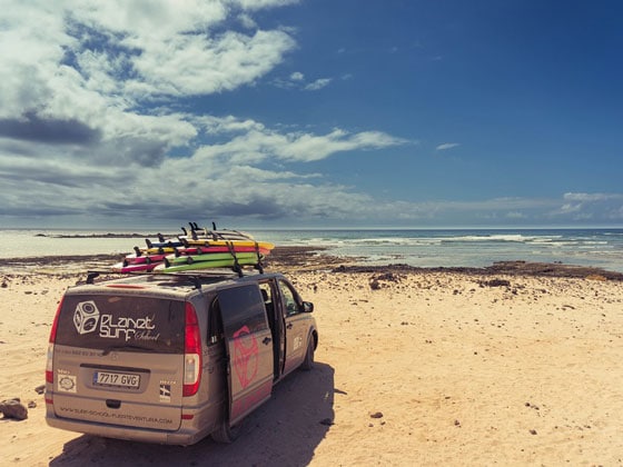Surf bus from Planetsurfcamps in the north of Fuerteventura