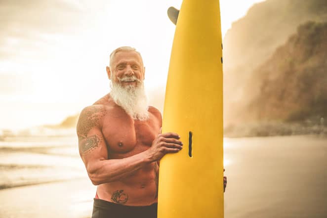 Seniors also learn to surf in old age