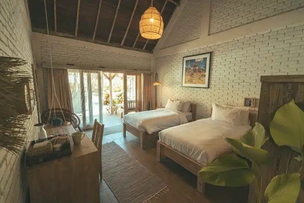 A shared room in the Surf Camp Bali is the standard offer when you want to surf in Bali